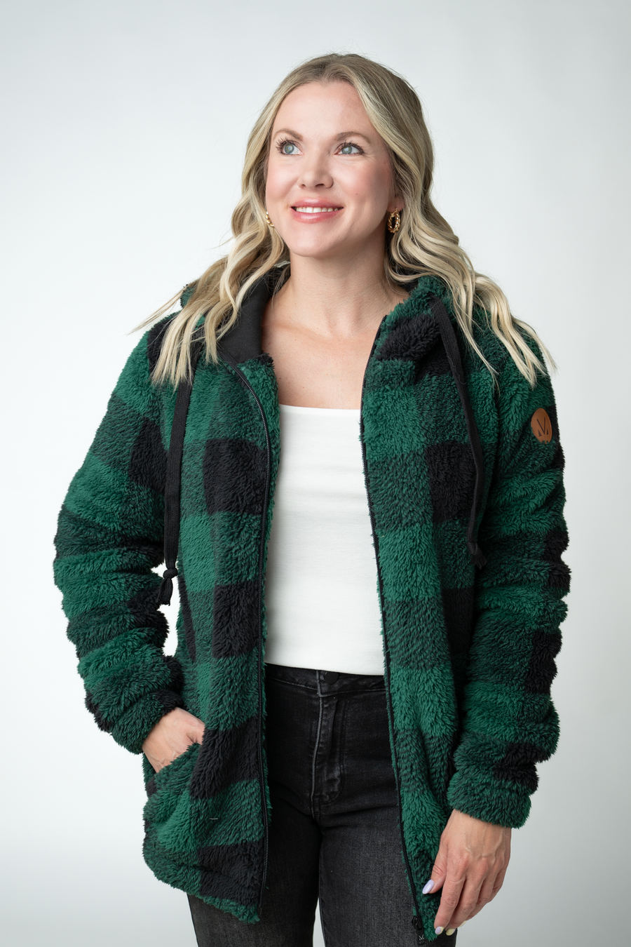 WAREHOUSE ONLY Sherpa Fullzip Hoodie - Evergreen Plaid