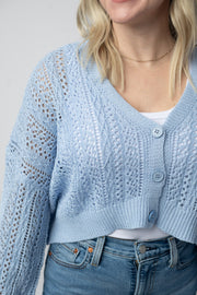WAREHOUSE Callie Cropped Cardigan - Sky Blue