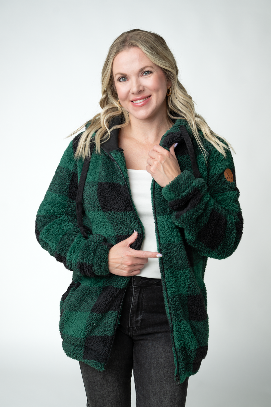 WAREHOUSE ONLY Sherpa Fullzip Hoodie - Evergreen Plaid