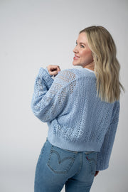 WAREHOUSE Callie Cropped Cardigan - Sky Blue