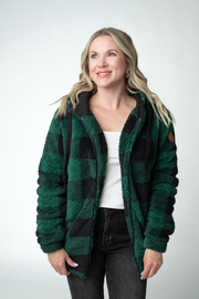 WAREHOUSE ONLY Sherpa Fullzip Hoodie - Evergreen Plaid