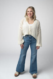 WAREHOUSE Callie Cropped Cardigan - Ivory