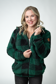 WAREHOUSE ONLY Sherpa Fullzip Hoodie - Evergreen Plaid