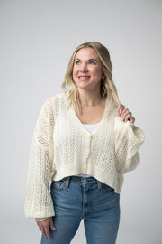 WAREHOUSE Callie Cropped Cardigan - Ivory