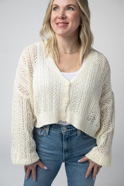 WAREHOUSE Callie Cropped Cardigan - Ivory