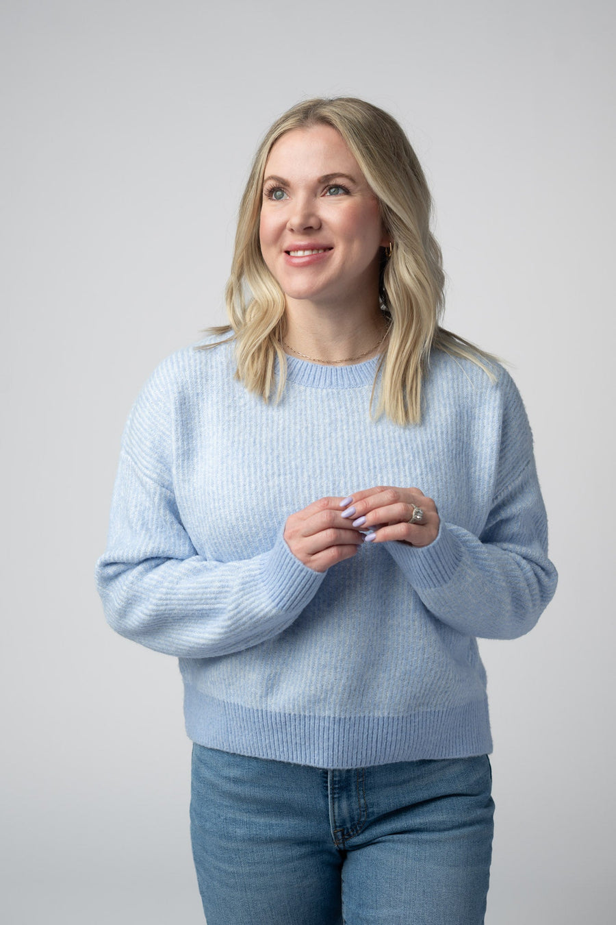 WAREHOUSE Josie Cozy Crew Sweater - Sky Blue