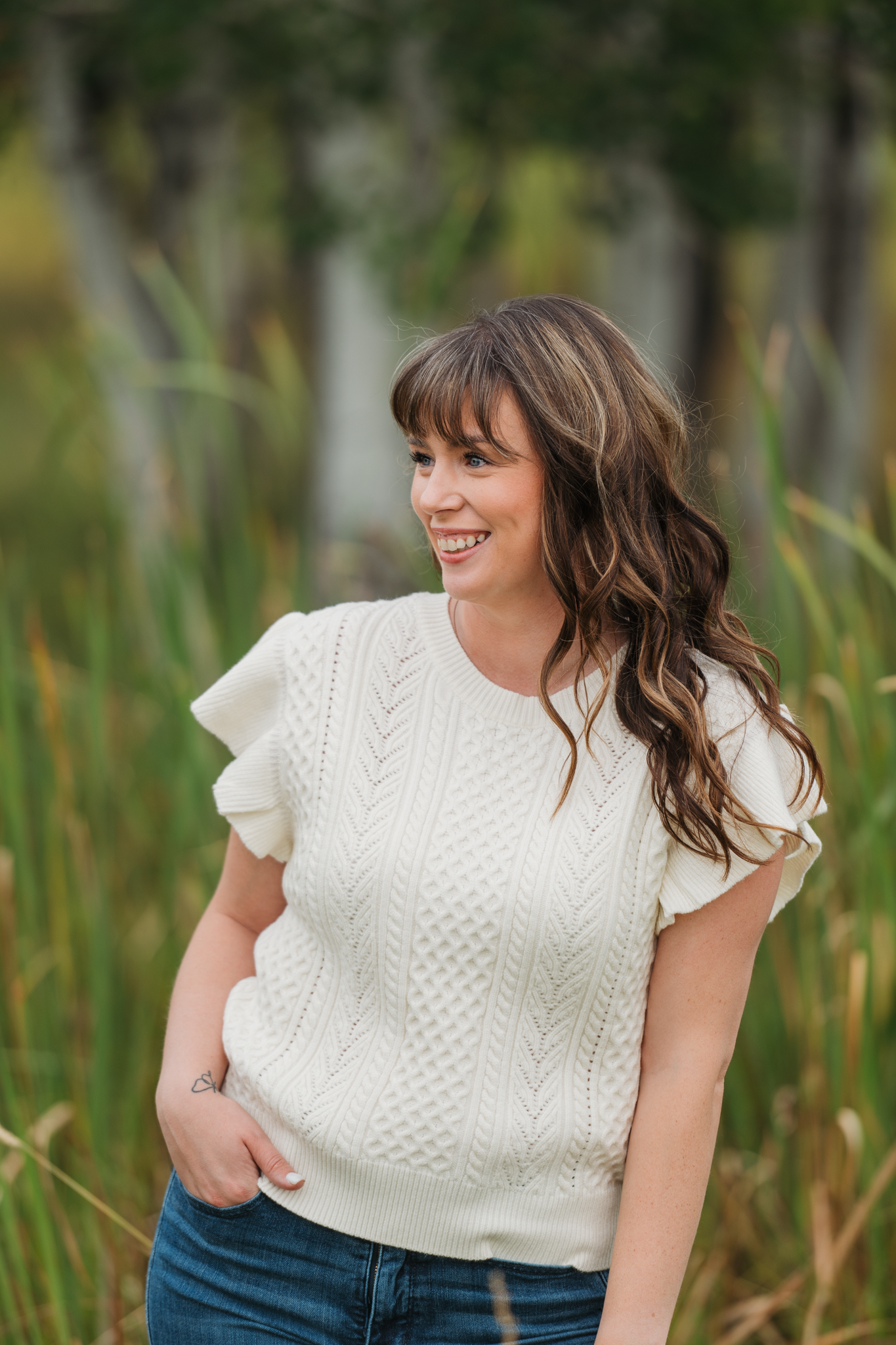 WAREHOUSE ONLY Felicity Flutter Sweater Top - Ivory
