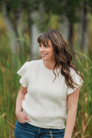 WAREHOUSE ONLY Felicity Flutter Sweater Top - Ivory