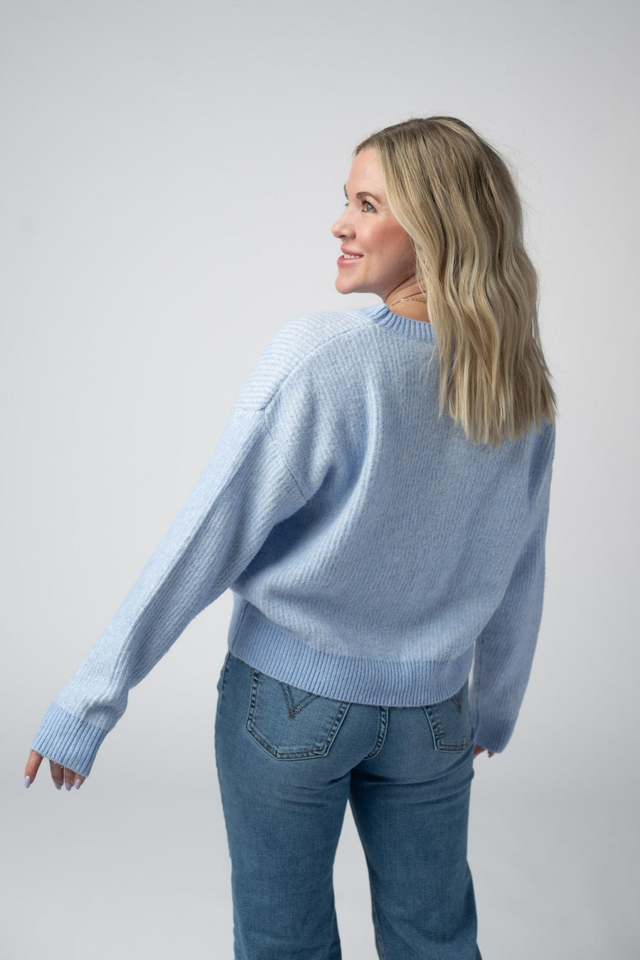WAREHOUSE Josie Cozy Crew Sweater - Sky Blue