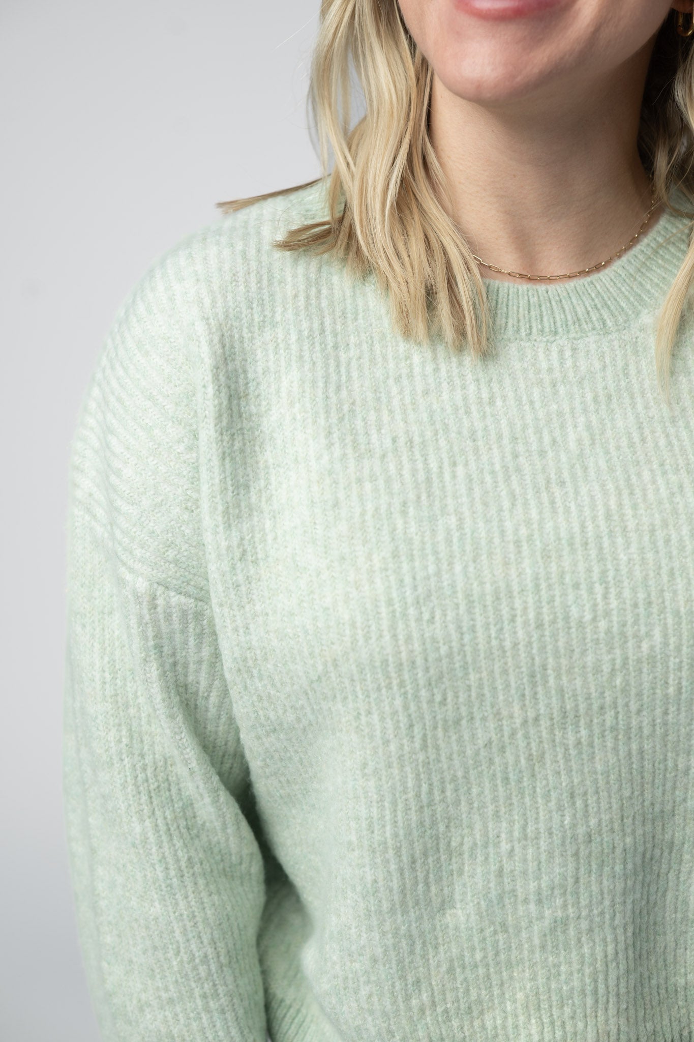 WAREHOUSE Josie Cozy Crew Sweater - Light Green
