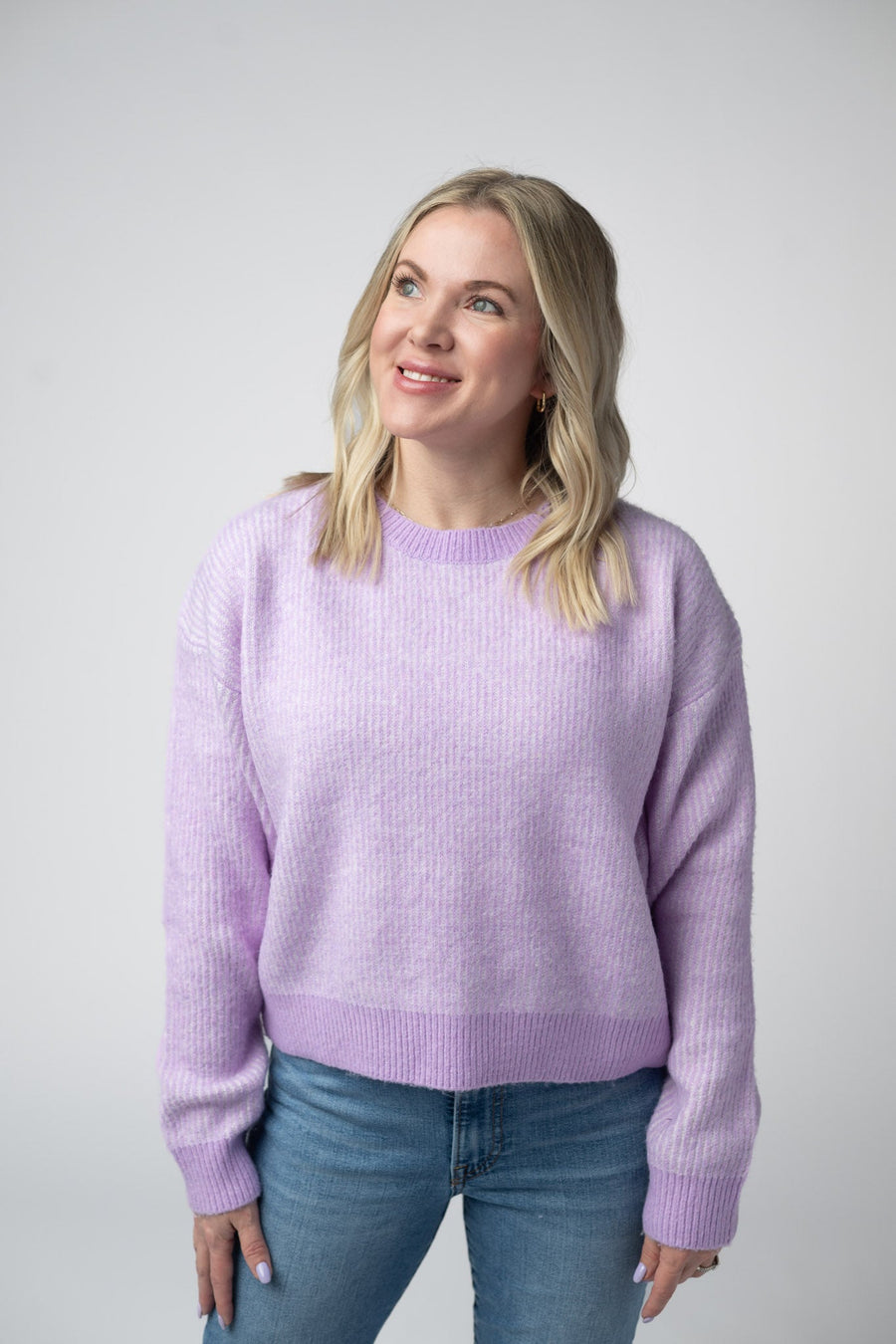 WAREHOUSE Josie Cozy Crew Sweater - Lavender
