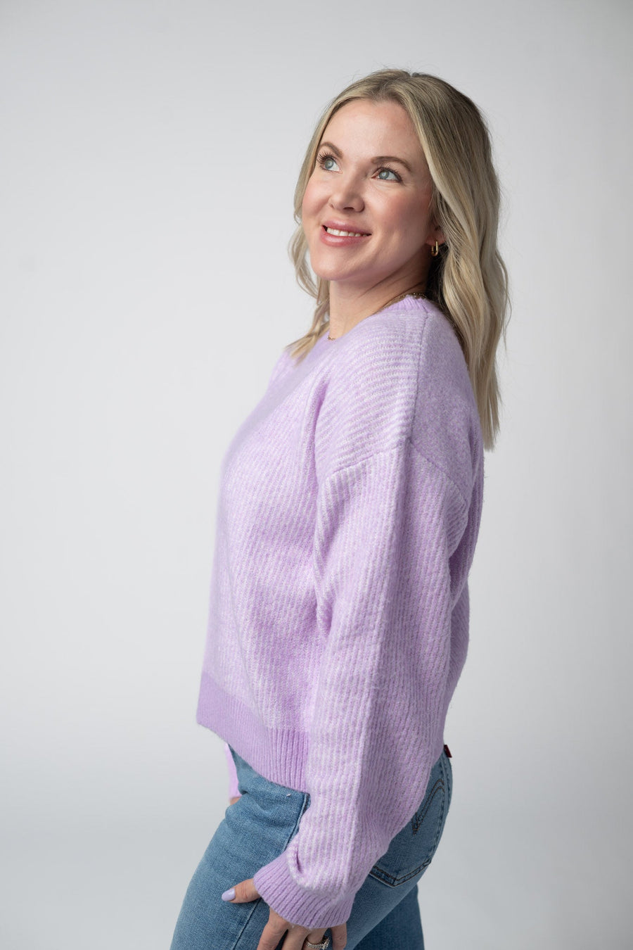WAREHOUSE Josie Cozy Crew Sweater - Lavender