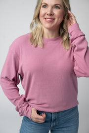WAREHOUSE Corrine Ribbed Pullover Top - Rose