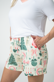 WAREHOUSE ONLY Jamie Lounge Shorts - Pink Pine Noel