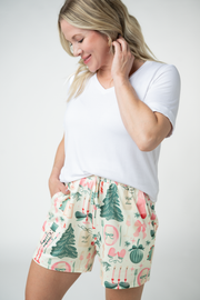 WAREHOUSE ONLY Jamie Lounge Shorts - Pink Pine Noel