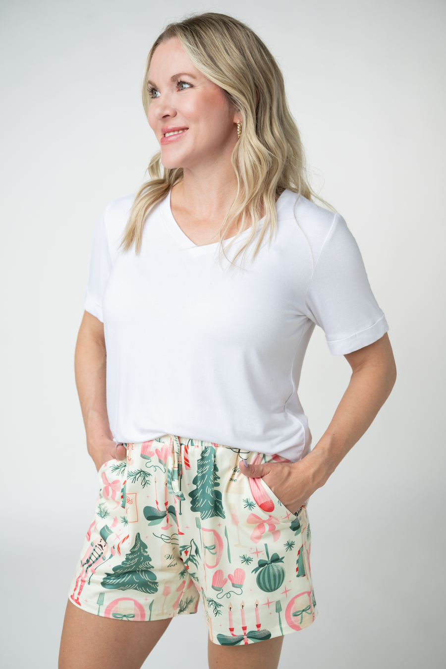 WAREHOUSE ONLY Jamie Lounge Shorts - Pink Pine Noel
