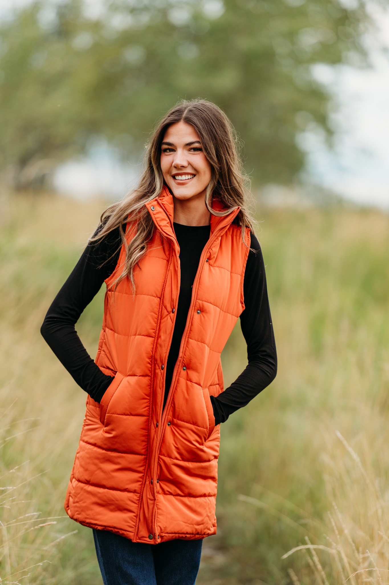 WAREHOUSE ONLY Harlow Long Vest - Pumpkin