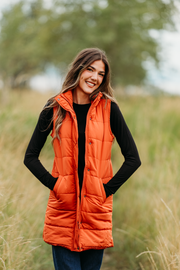 WAREHOUSE ONLY Harlow Long Vest - Pumpkin