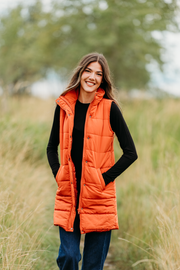 WAREHOUSE ONLY Harlow Long Vest - Pumpkin