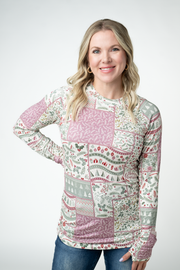WAREHOUSE ONLY Blair Long Sleeve Top - Holiday Patchwork