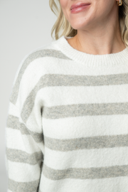 WAREHOUSE ONLY Cozy Stripe Sweater - Grey and White