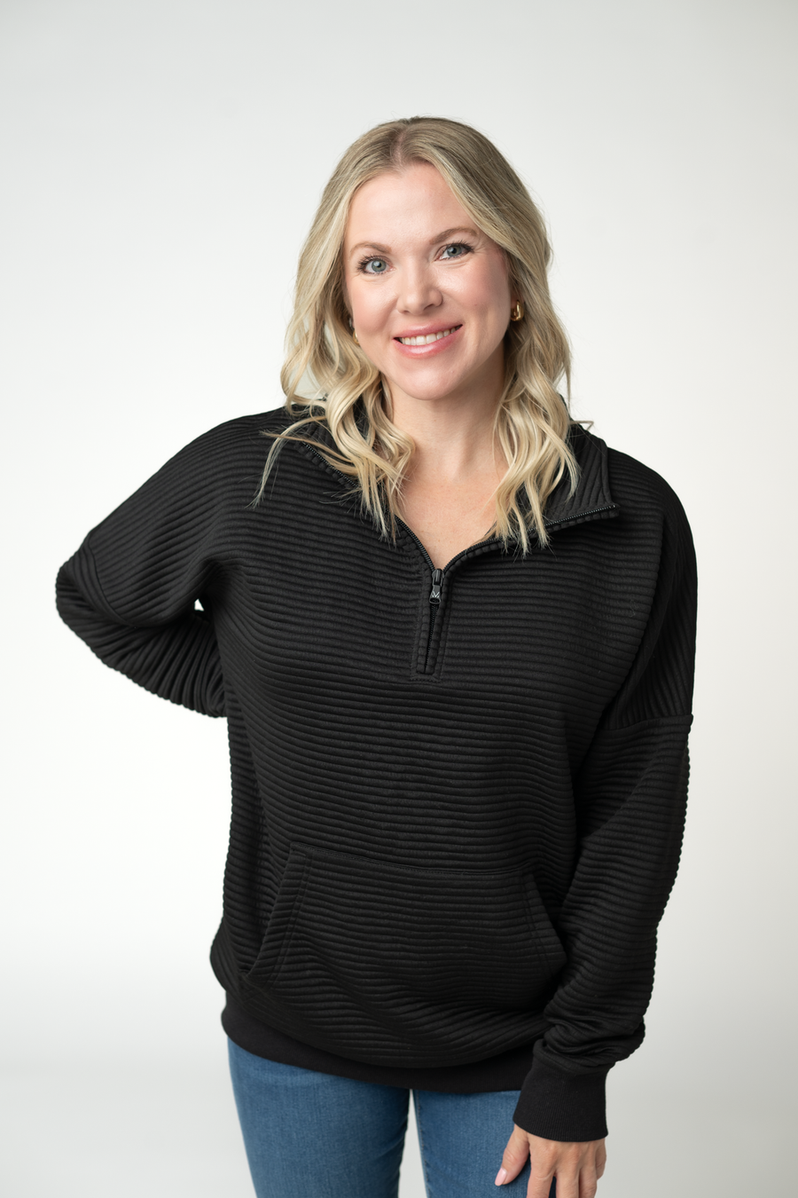 WAREHOUSE ONLY Tatum Quarter Zip - Black