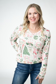 WAREHOUSE ONLY Larissa Long Sleeve - Pink Pine Noel