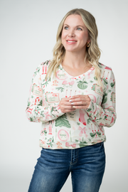 WAREHOUSE ONLY Larissa Long Sleeve - Pink Pine Noel