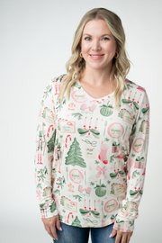 WAREHOUSE ONLY Larissa Long Sleeve - Pink Pine Noel