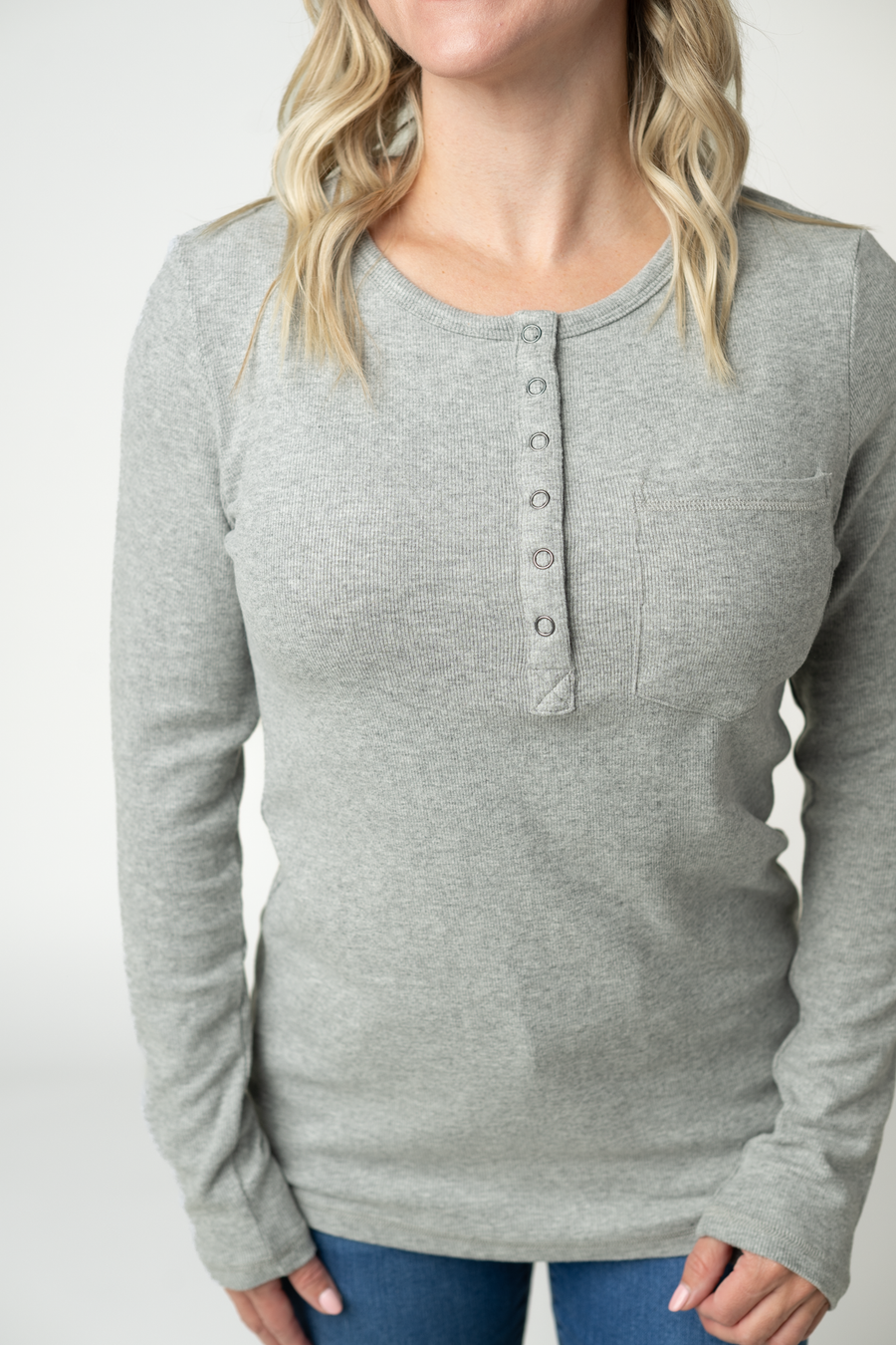 WAREHOUSE ONLY Georgia Long Sleeve Top - Light Grey