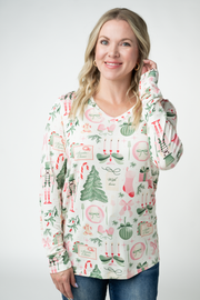 WAREHOUSE ONLY Larissa Long Sleeve - Pink Pine Noel