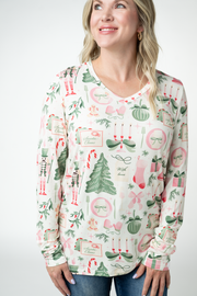 WAREHOUSE ONLY Larissa Long Sleeve - Pink Pine Noel