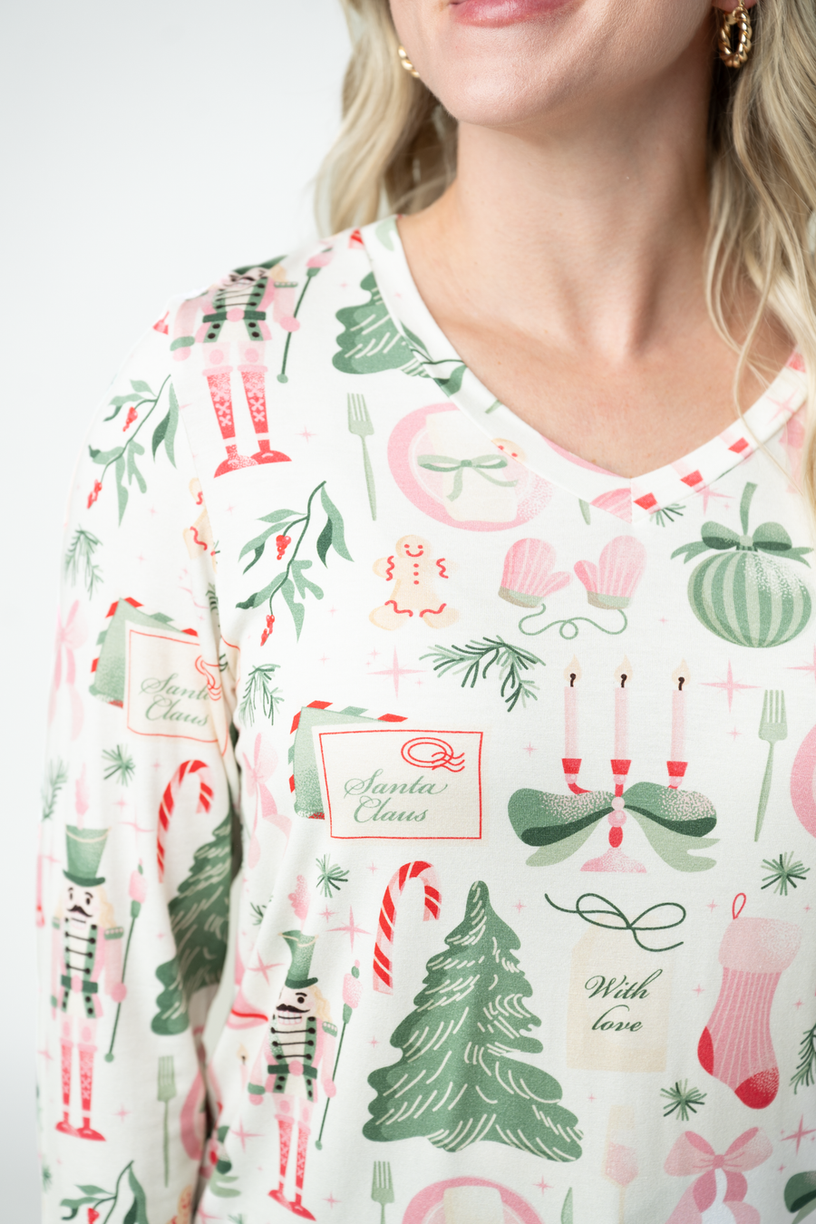 WAREHOUSE ONLY Larissa Long Sleeve - Pink Pine Noel