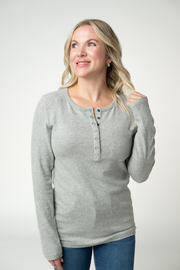WAREHOUSE ONLY Georgia Long Sleeve Top - Light Grey
