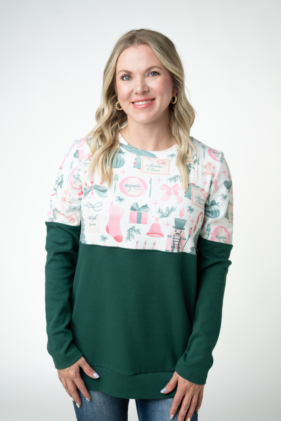 WAREHOUSE ONLY Natalie Pullover - Pink Pine Noel and Evergreen