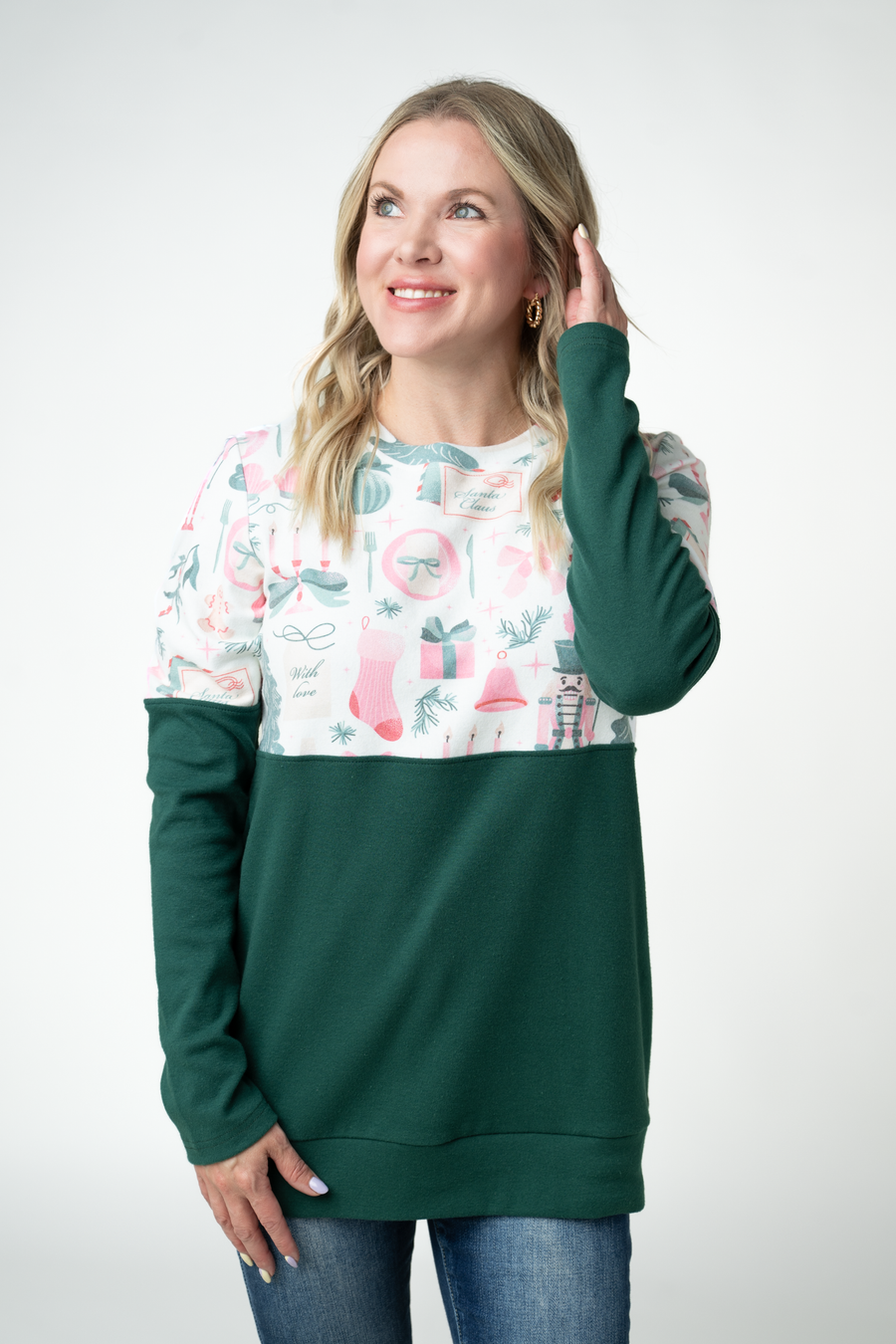 WAREHOUSE ONLY Natalie Pullover - Pink Pine Noel and Evergreen