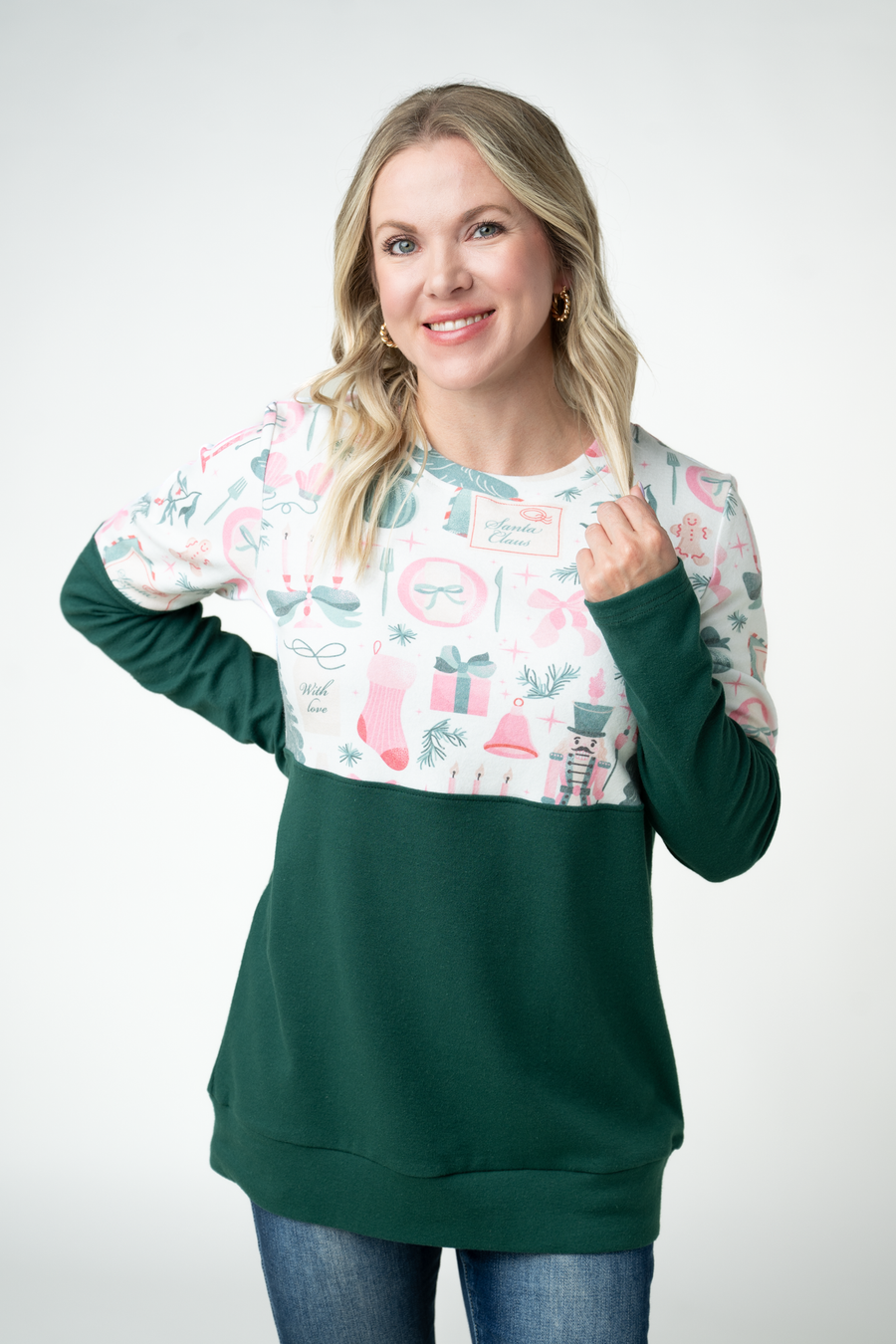 WAREHOUSE ONLY Natalie Pullover - Pink Pine Noel and Evergreen