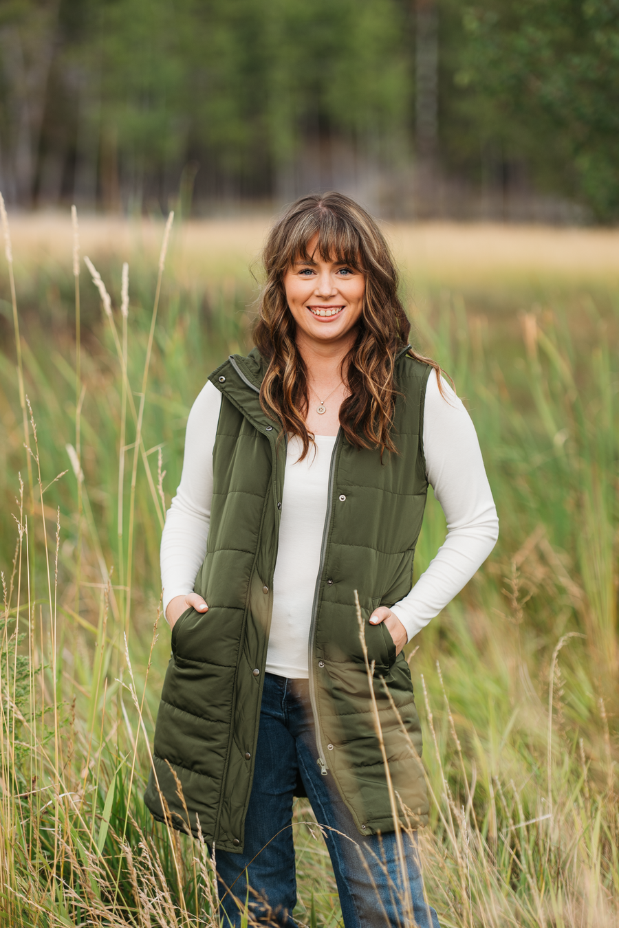 WAREHOUSE ONLY Harlow Long Vest - Dark Olive