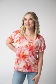 WAREHOUSE ONLY Raelynn V-Neck Top - Sunset Tropical Floral FINAL SALE