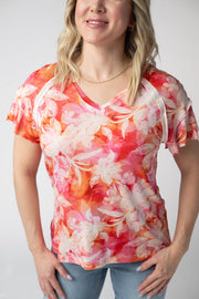 WAREHOUSE ONLY Raelynn V-Neck Top - Sunset Tropical Floral FINAL SALE