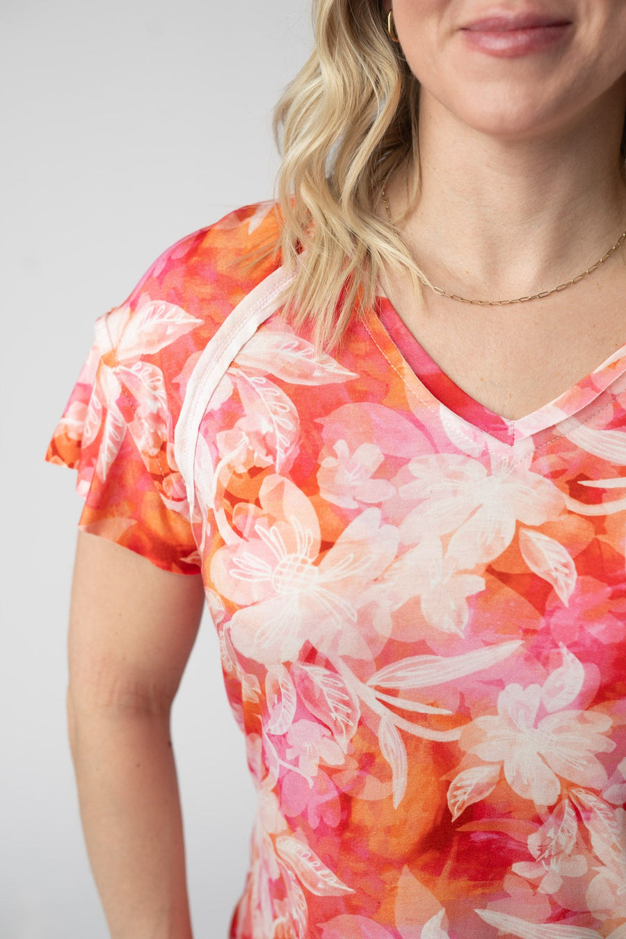 WAREHOUSE ONLY Raelynn V-Neck Top - Sunset Tropical Floral FINAL SALE