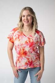 WAREHOUSE ONLY Raelynn V-Neck Top - Sunset Tropical Floral FINAL SALE