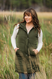 WAREHOUSE ONLY Harlow Long Vest - Dark Olive