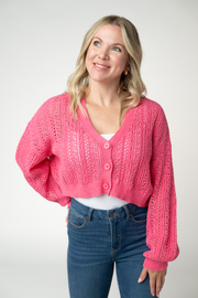 WAREHOUSE ONLY Callie Cropped Cardigan - Pink FINAL SALE