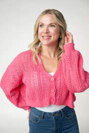 WAREHOUSE ONLY Callie Cropped Cardigan - Pink FINAL SALE