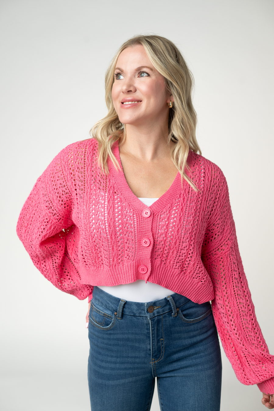 WAREHOUSE ONLY Callie Cropped Cardigan - Pink FINAL SALE