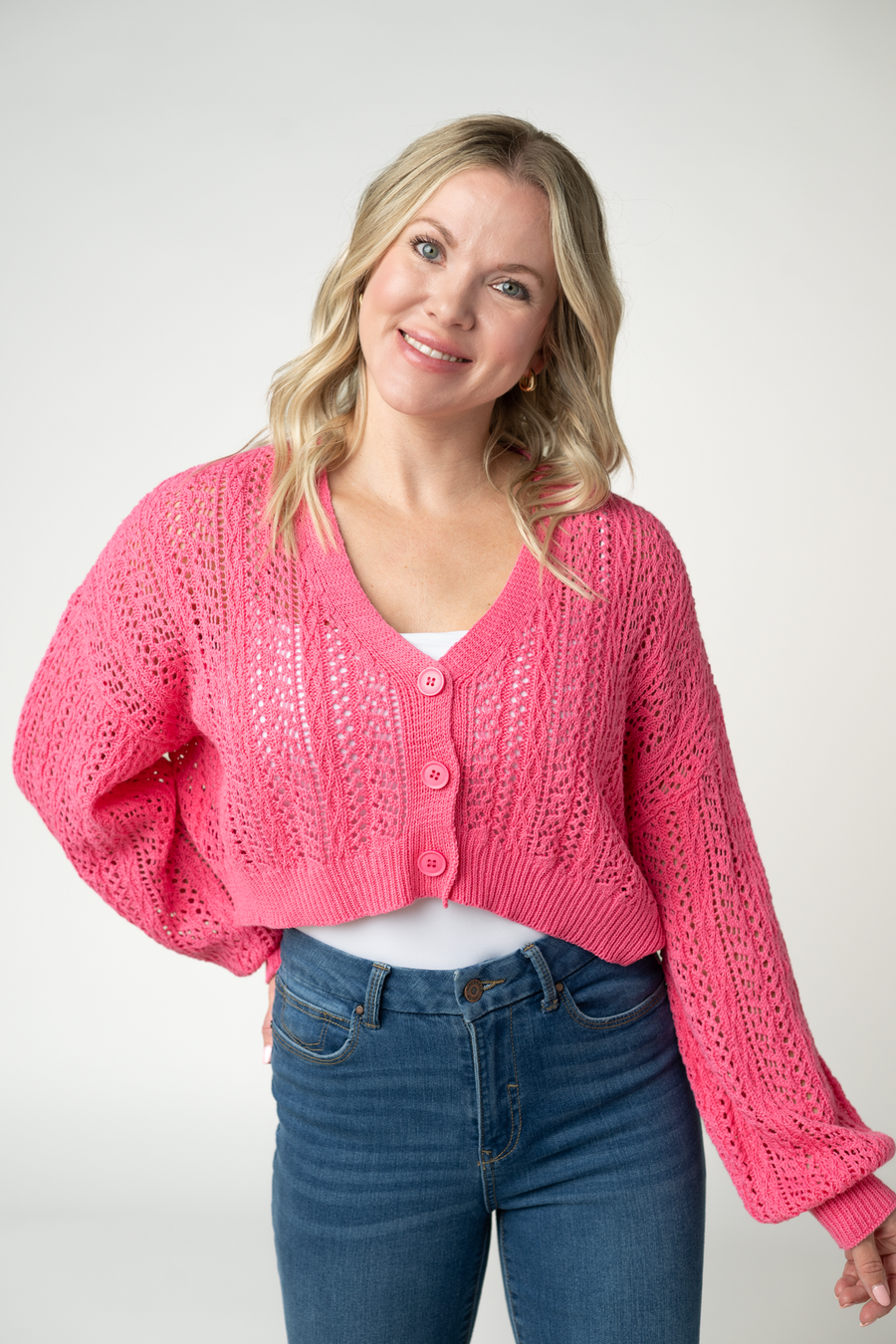 WAREHOUSE ONLY Callie Cropped Cardigan - Pink FINAL SALE