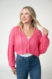 WAREHOUSE ONLY Callie Cropped Cardigan - Pink FINAL SALE