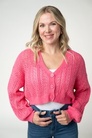 WAREHOUSE ONLY Callie Cropped Cardigan - Pink FINAL SALE