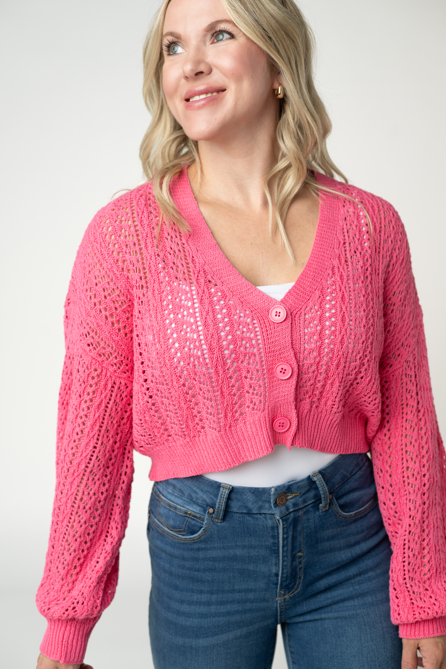 WAREHOUSE ONLY Callie Cropped Cardigan - Pink FINAL SALE